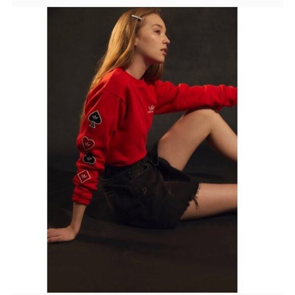 NEW! Adidas 'Playing Card' Crew Neck Sweatshirt in RED (XS) - Picture 1 of 9